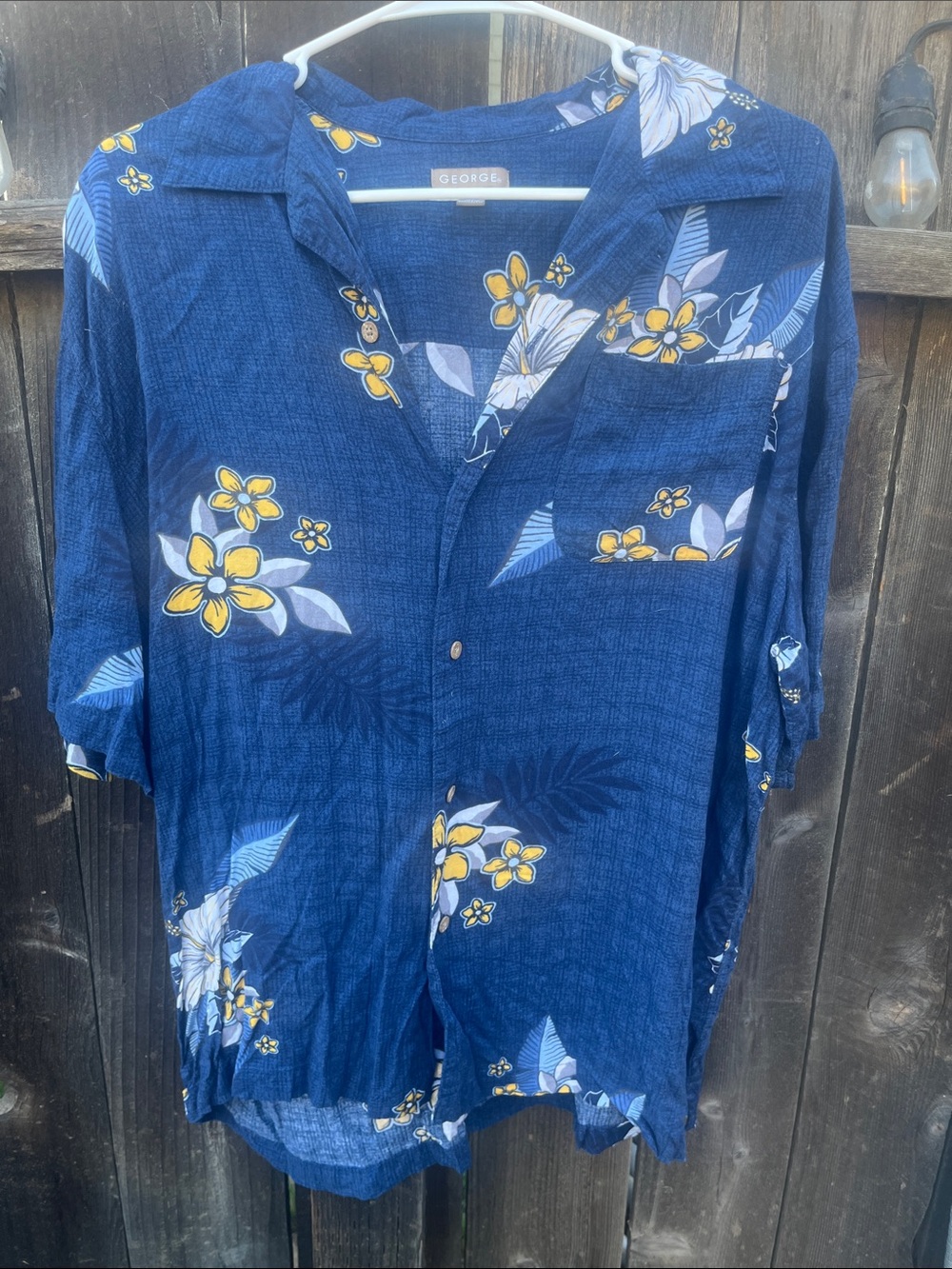 George Navy Blue Short-Sleeve Floral Button-Down Shirt
